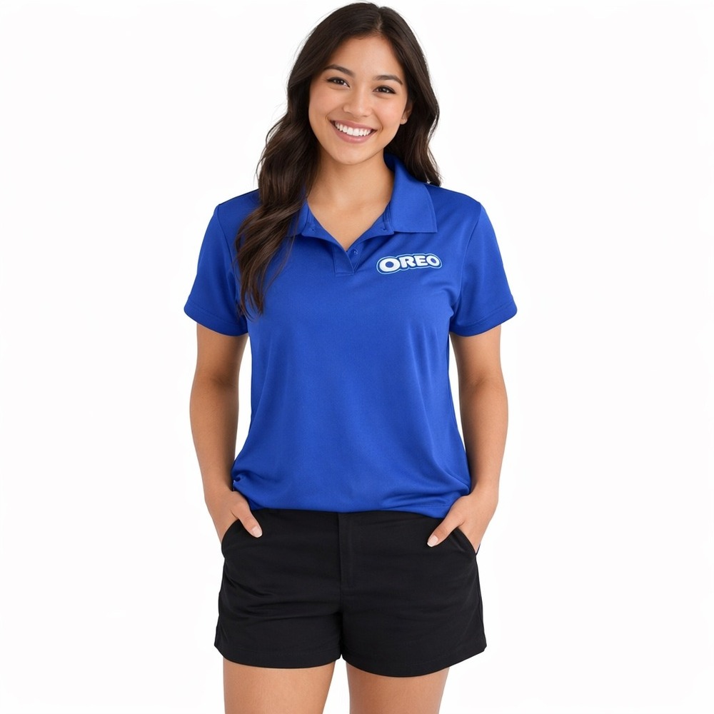 Oreo CornerStone Polo Shirt Women's Size Medium Crew Branding Advertising Staff